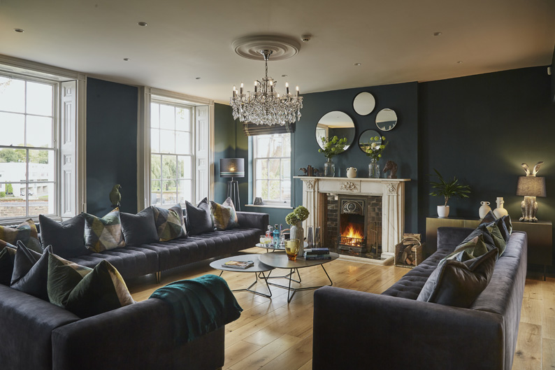 Interior image of the open space living room at Edgar House
