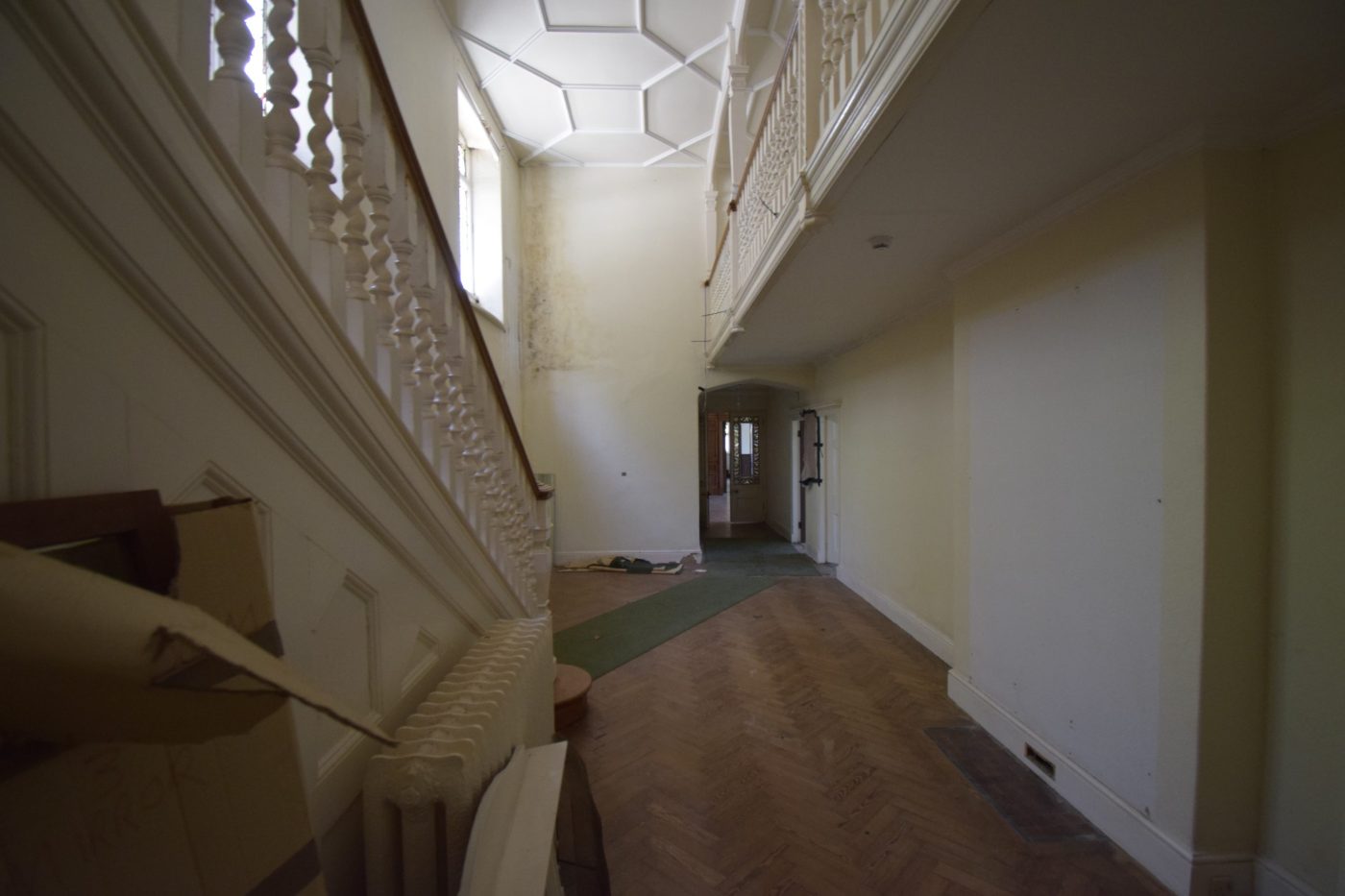 Craig y Don pre renovation staircase hall from breakfast room